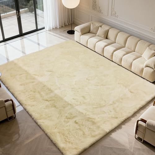 6x9 Fluffy Area Rug for Living Room (Ivory / 6' x 9' (Rectangular))