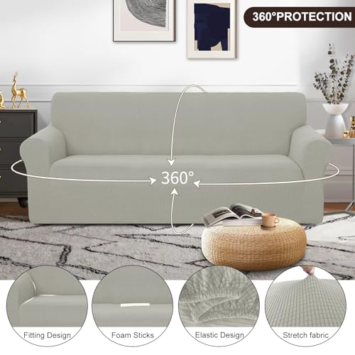 Stretch Couch Cover Slipcover for 3 Cushion Sofa (Taupe / Sofa)