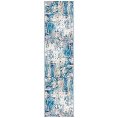 Modern Abstract Rug Runner (Turquoise/Beige/Grey/Yellow / 2' x 8' (Runner))