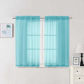 Sheer Curtains 54 Inch Long 2 Panels Set (Aqua / 42"W x 54"L (Pack of 2))