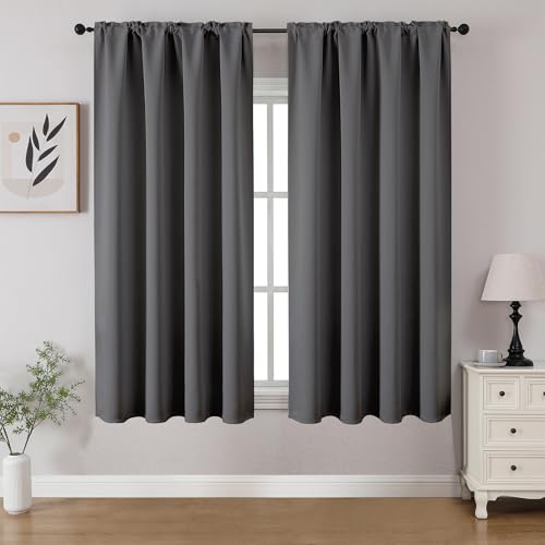 Light Grey Blackout Curtains 45 inch Length 2 Panels Set (Light Grey / 52"W x 45"L (Pack of 2))