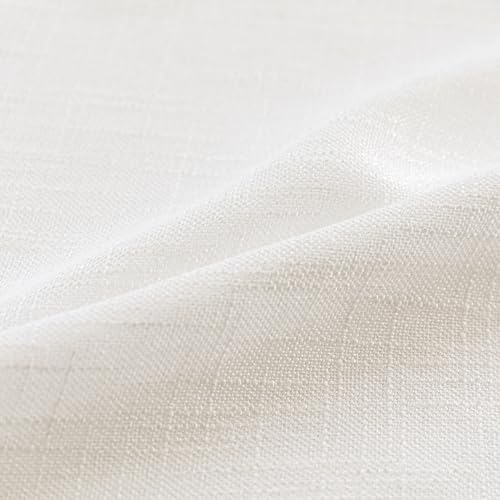 Short Curtains for Bedroom Small Windows (50"W x 54"L (Pack of 2) / Beige White)