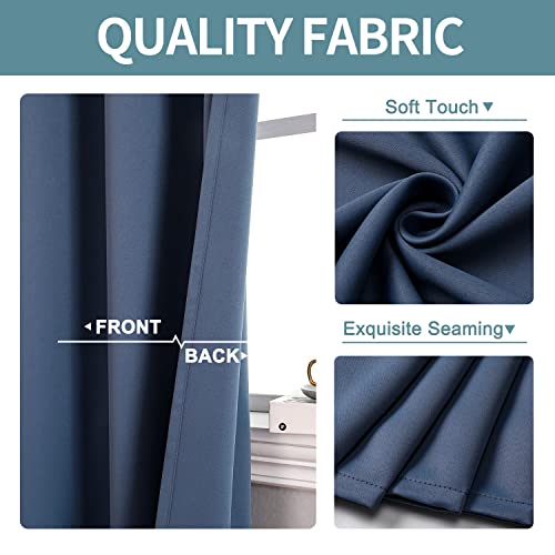 Short Blackout Curtains for Bedroom 36 Inches Long (42"W x 36"L (Pack of 2) / Stone Blue)