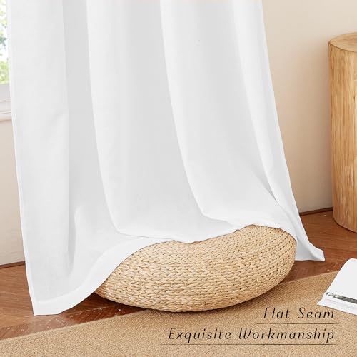 White Linen Curtains 96 inches Long (White / 68"W x 96"L (Pack of 2))