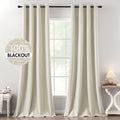 100% Blackout Linen Curtains for Bedroom 52x120 Inches Butter Cream (Butter Cream / 52"W x 120"L (Pack of 2))