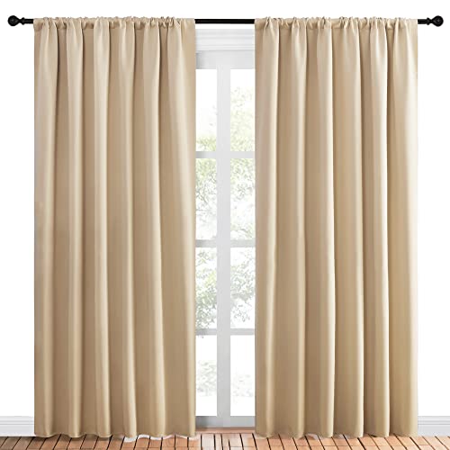 Room Darkening Curtains for Bedroom (Biscotti Beige / 70"W x 84"L (Pack of 2))