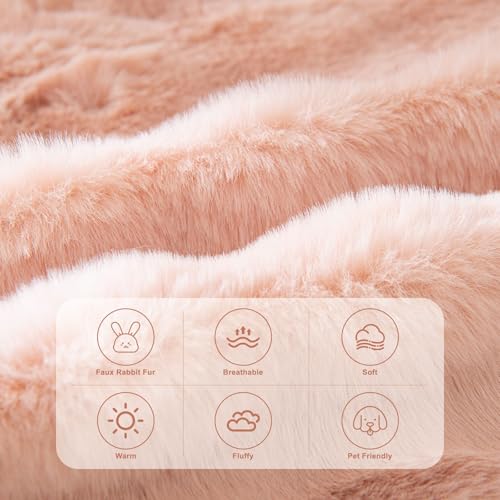 Faux Fur Plush Sofa Covers for Couch Washable Rabbit Plush Couch Cover Cozy Faux Fur Sectional Covers for Dogs Fluffy Plush L Shaped Sofa Cover Pet Couch Protector (71" x 134" / Z-plush:pink)
