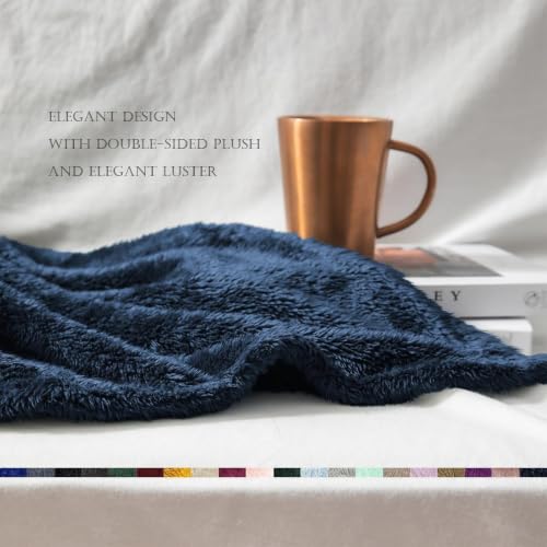 Fuzzy Large Fleece Throw Blanket for Couch (Navy Blue / 50x70 IN)