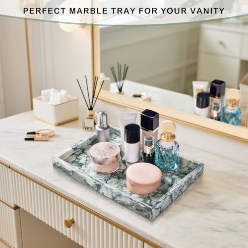 Marble Bathroom Tray for Countertop & Home Decor (Jade Green)