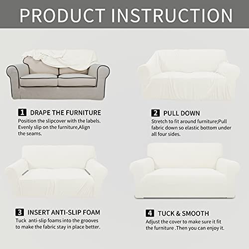 Stretch Chair Slipcover with Arm Washable Cream (Small Chair / Cream)