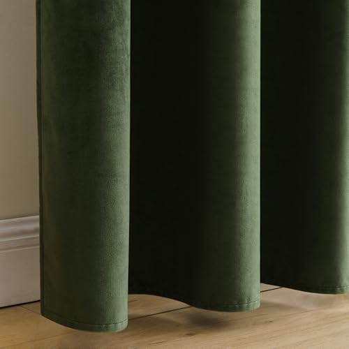 Velvet Curtains 52x90 inches 2 Panels Olive Green Blackout Curtains (Olive Green / 52"W x 90"L (Pack of 2))