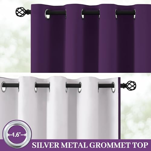 Purple 100% Blackout Curtains 84 Inches Long for Bedroom 50" Wide (50"W x 84"L (Pack of 2) / Purple With White Backing)