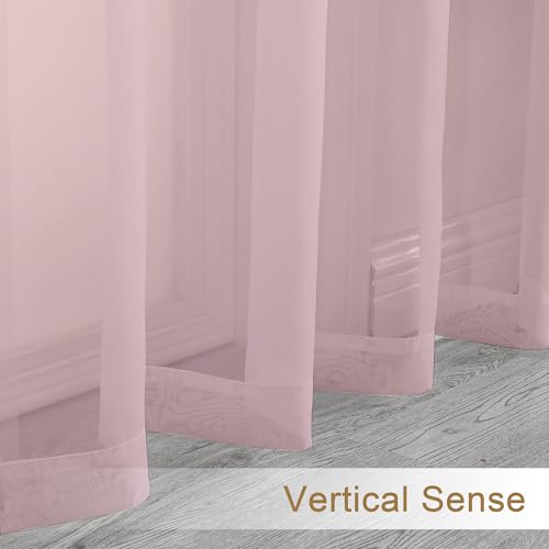 Sheer Valances for Windows (Blush Pink / 42"W x 14"L (Pack of 2))