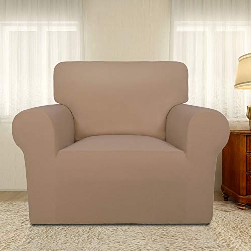 Super Stretch Chair Covers Fleece Couch Covers for Sofa Camel (Small Chair / Camel)