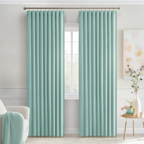 Aqua Back Tab Blackout Curtains 52x84 Inch Length 2 Panels Set (Aqua / 52"W x 84"L (Pack of 2))
