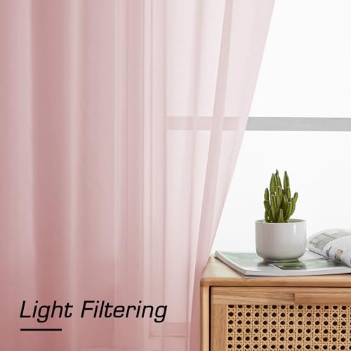 Blush Sheer Curtains 84 Inches Long (Blush / 42"W x 84"L (Pack of 2))