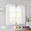 Rod Pocket Top Solid Voile Sheer Curtains for Bedroom (White / 42"W x 54"L (Pack of 2))