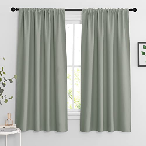Blackout Curtains for Bedroom Living Room Nursery 72 inches Long (Grayish Green / 42"W x 72"L (Pack of 2))