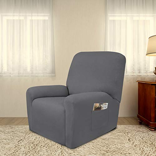 Stretc Recliner Chair Covers Fleece Soft Couch Covers for Sofa (Small Recliner Chair / Grey)