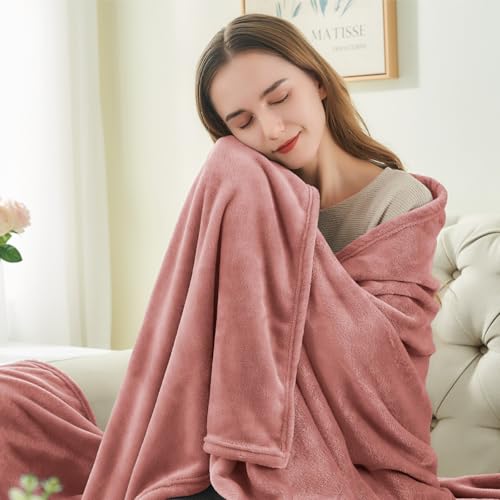 Fleece Blanket Soft Plush Throw for Couch Dusty Pink 50"x60" (Dusty Pink / Throw(50"x60"))
