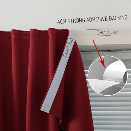 Self Adhesive Curtains (35"W x 59"L (Pack of 1) / Burgundy)