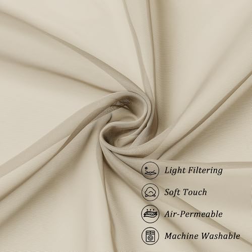 Taupe Sheer Curtains 96 inches Long 2 Panels (Taupe / 42"W x 96"L (Pack of 2))