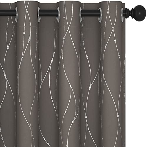 Living Room Curtains 108 Inch Long (Taupe/Wave Dots / 52"W x 108"L (Pack of 2))
