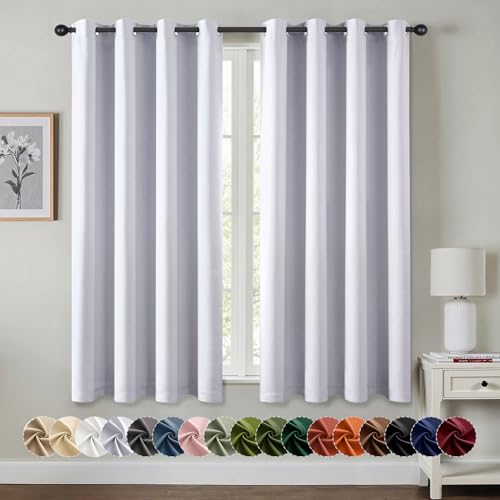 Blackout Curtains for Bedroom 2 Panels 50x63 Inch Long Greyish White (Greyish White / 50"W x 63"L (Pack of 2))