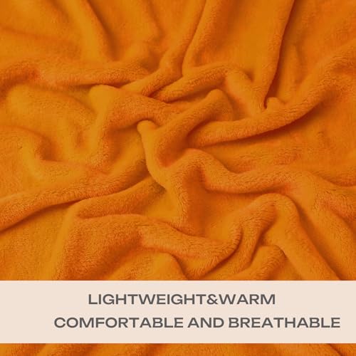 Burnt Orange Fleece Plush Throw Blanket 60"x80"for Couch Fuzzy Cozy Flannel (Orange / Twin(60"×80"))