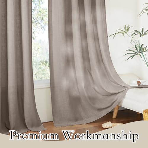 Sheer Curtains 102 inches (Birch Brown / 52"W x 102"L (Pack of 2))