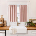 100% Blackout Short Curtains for Small Window (100% Blackout - Peach Pink / 34"W x 45"L (Pack of 2))