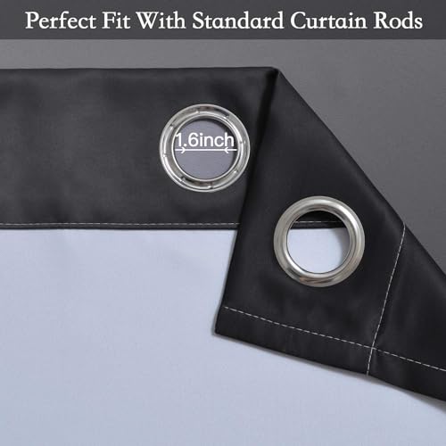 Ombre Black to Grey White Curtains for Living Room 42Wx72L (42"W x 72"L (Pack of 2) / Black)