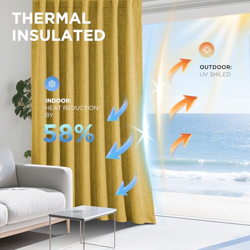 Blackout Curtains for Bedroom (Yellow / 42"W x 72"L (Pack of 2))