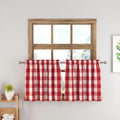 Short Curtains For Windows Treatment Buffalo Check Plaid Christmas Valances Gingham 2 Pack Tiers Rod Pocket Red and White Decor Small Curtains Over Sink For Kitchen (34"W x 30"L (Pack of 2) / Red and White)