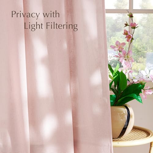 Linen Light Pink Sheer Curtains for Girls Room (Light Pink / 55"W x 84"L (Pack of 2))