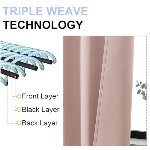 Ava Blackout Curtains for Patio 108 Inches Long 2 Panels Set (Blush / 50"W x 108"L (Pack of 2))