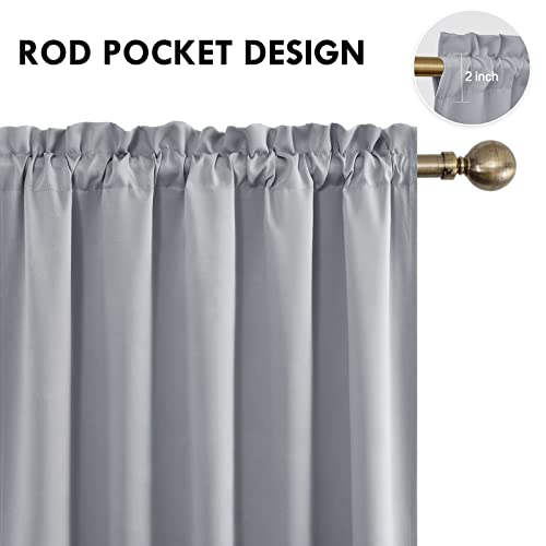 Wide Blackout Curtains for Living Room 60 x 84 Inch Long 2 Panels (Silver Grey / 60"W x 84"L (Pack of 2))