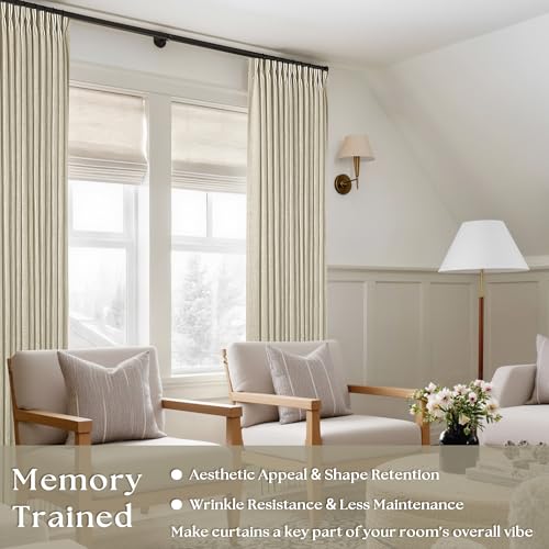 Beige Pinch Pleated Linen Curtains 94 Inches Long 2 Panels Set (Linen / 40"W x 94"L (Pack of 2))