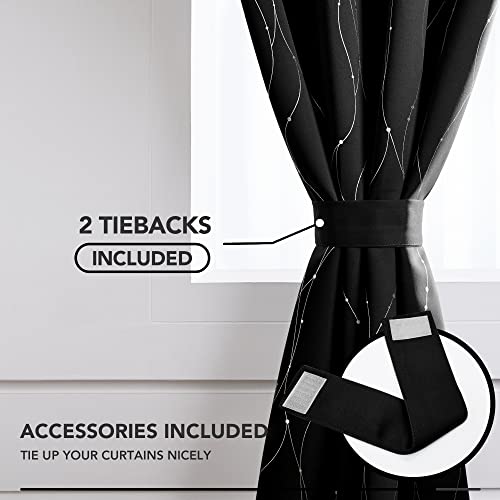 Living Room Curtains 45 Inches Long (Black/Wave Dots / 52"W x 45"L (Pack of 2))