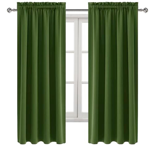 Blackout Curtains for Bedroom 38 x 72 Inch Long Olive Green 2 Panels (Olive Green / 38"W x 72"L (Pack of 2))
