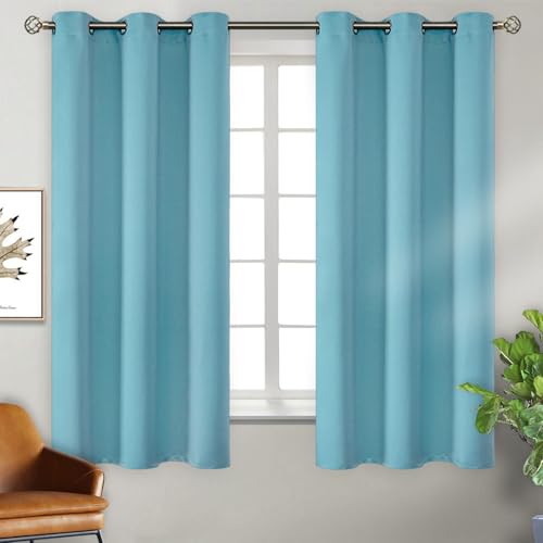 Aqua Blue Room Darkening Curtains 63 Inch for Bedroom (Aqua / 38"W x 63"L (Pack of 2))