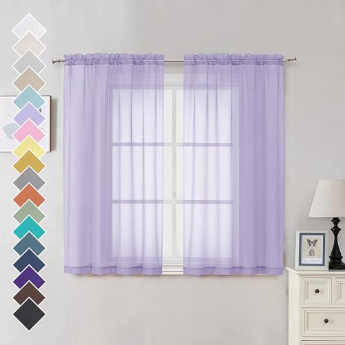 Lavender Sheer Curtains 54 Inches Long 2 Panels (Lavender / 42"W x 54"L (Pack of 2))