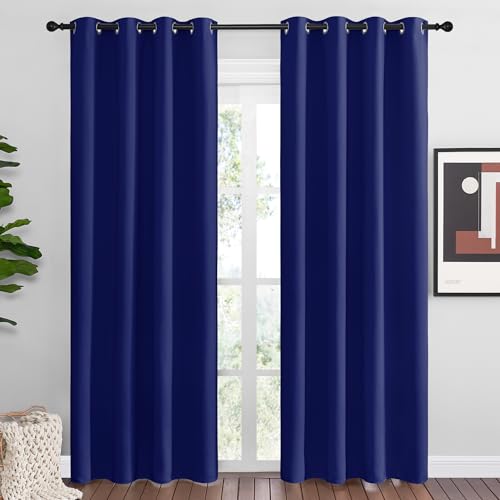 Navy Blue Blackout Curtains 86 inches Length for Living Room (Navy Blue / 55"W x 86"L (Pack of 2))