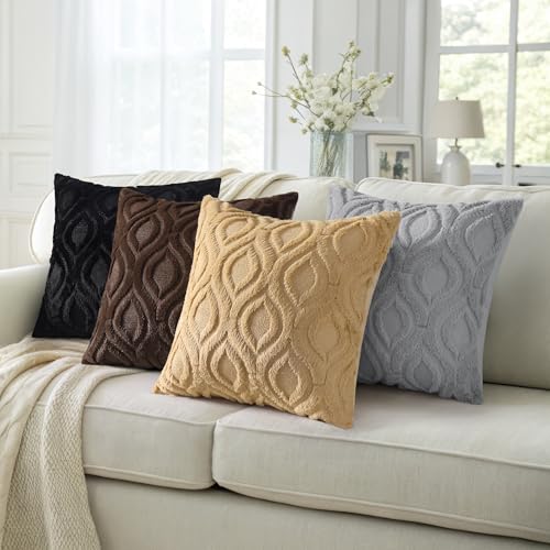 Faux Fur Plush Soft Grey Throw Pillow Covers 22x22 Set of 2 (22" x 22" (Pack of 2) / Grey)