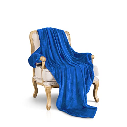 Royal blue Fleece Plush Throw Blanket 108"x90"for Couch Fuzzy Cozy Flannel (Royal Blue / King(108"×90"))