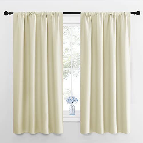 Beige Room Darkening Curtains for Living Room 42" w x 63" L 2 PCs (Beige / 42"W x 63"L (Pack of 2))