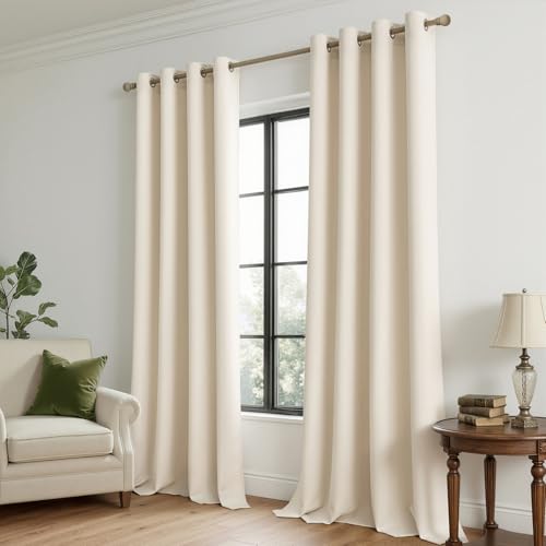 Birch Blackout Bedroom Curtains Drapes 84 Inch Long 52"x84" (Birch / 52"W x 84"L (Pack of 2))