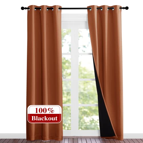 Burnt Orange Blackout Curtains 84 inches Long (Burnt Orange / 37"W x 84"L (Pack of 2))