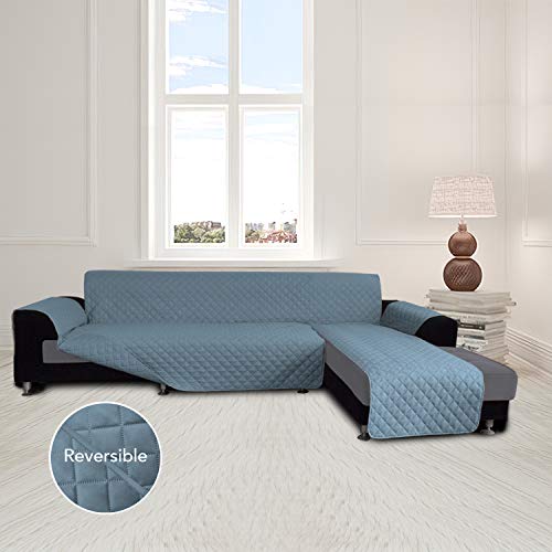 Reversible L Shape Sectional Couch Cover (Large / Light Blue/Light Blue)