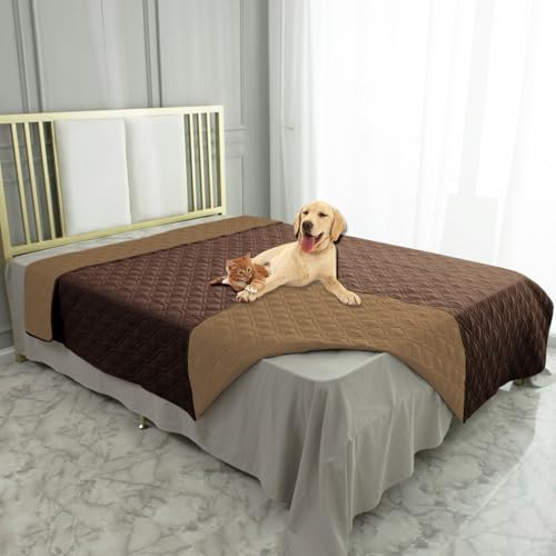Waterproof Dog Bed Cover Pet Blanket for Furniture Bed Couch Sofa Reversible (30x90 Inch (Pack of 1) / Chocolate+camel)